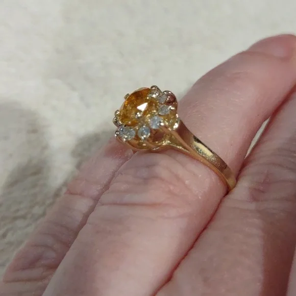Yellow Sapphire, Natural Diamond Ring Set In 14kt Yellow Gold - Picture 4 of 11